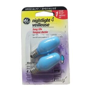 GE Blue Night Light C7 Bulbs 4 Watt 3,000 Hours 3 Bulbs